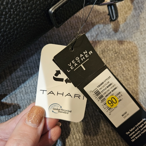 NWT Tahari Oxford Hobo Vegan Leather Shoulder Bag With Tassel And Dust Bag NEW!! - Picture 9 of 15